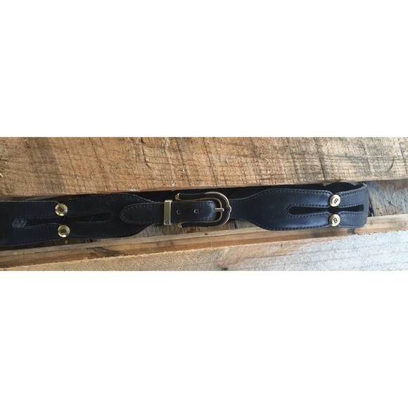 Bally Made In Italy Belt Twist Navy Blue  Leather Gold Tone Buckle main image 8
